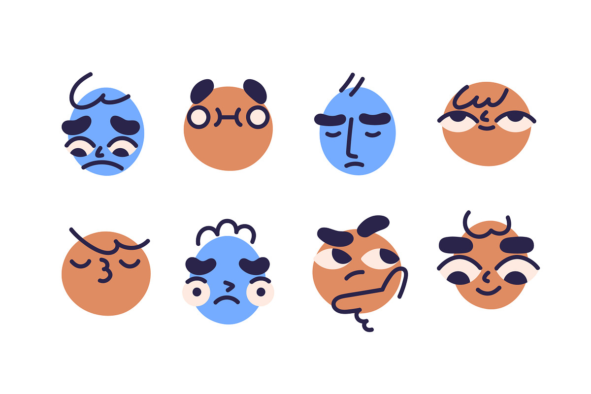 Cute funny abstract face icons set, a Person Illustration by Good Studio (Photo 3 of 6)