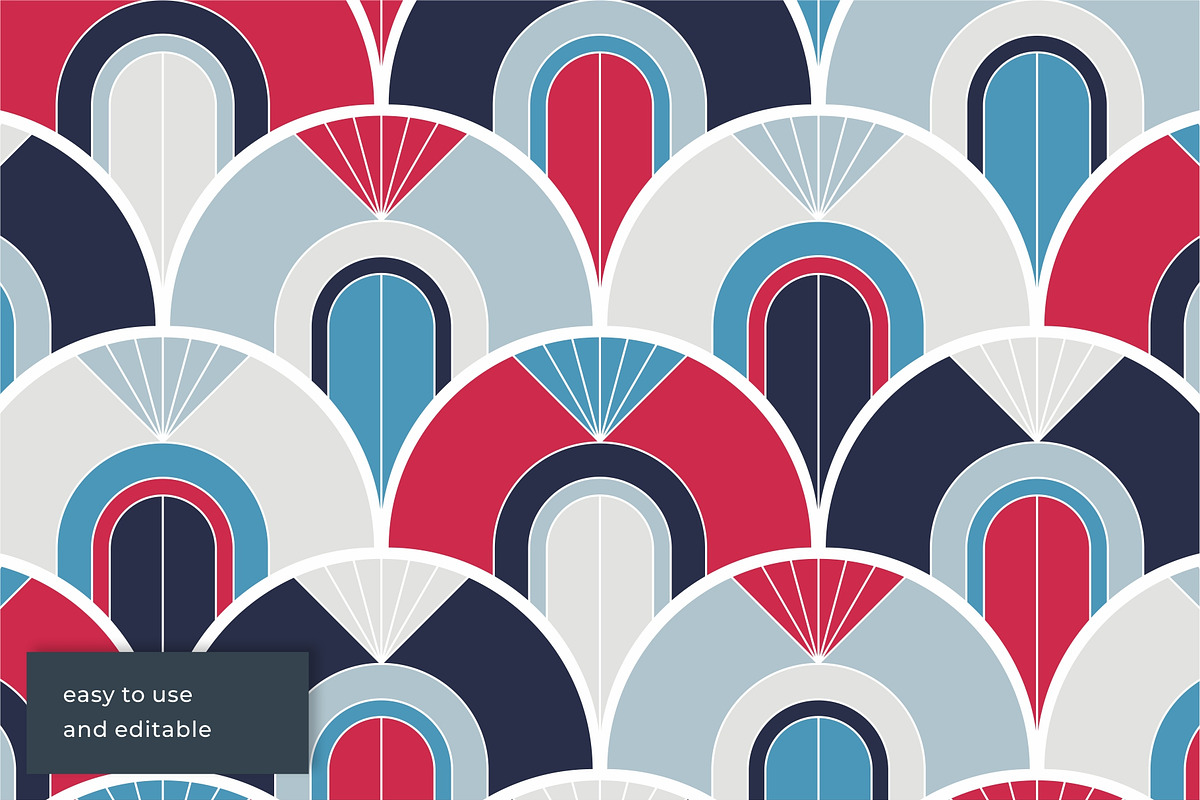 Retro Fish Scale Seamless Patterns, a Pattern Graphic by Firowerk (Photo 7 of 8)