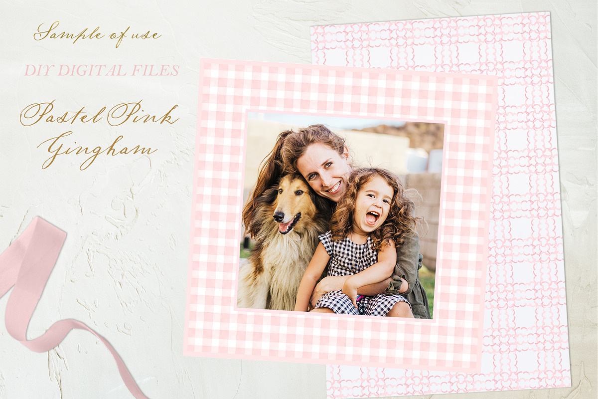 Gingham Pastel Pink Pattern Frames, an Illustration by LABFcreations