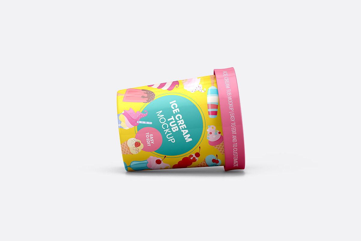 Ice Cream Tub Mockup - 8 views, a Packaging Mockup by Illusiongraphic (Photo 5 of 19)