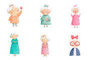 whimsical funny old lady clipart, an Illustration by CreationArt (Thumbnail 4 of 5)