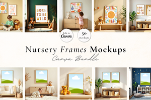 50 Kids Nursery Mockups for Canva, a Household Mockup by Matisse Studio
