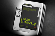 A4 Folder On Metal Chair 3D Mockup, a Books & Magazine Mockup by graphicook (Thumbnail 4 of 4)