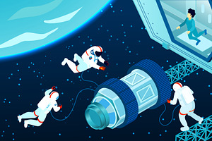 Isometric Spaceman Illustration