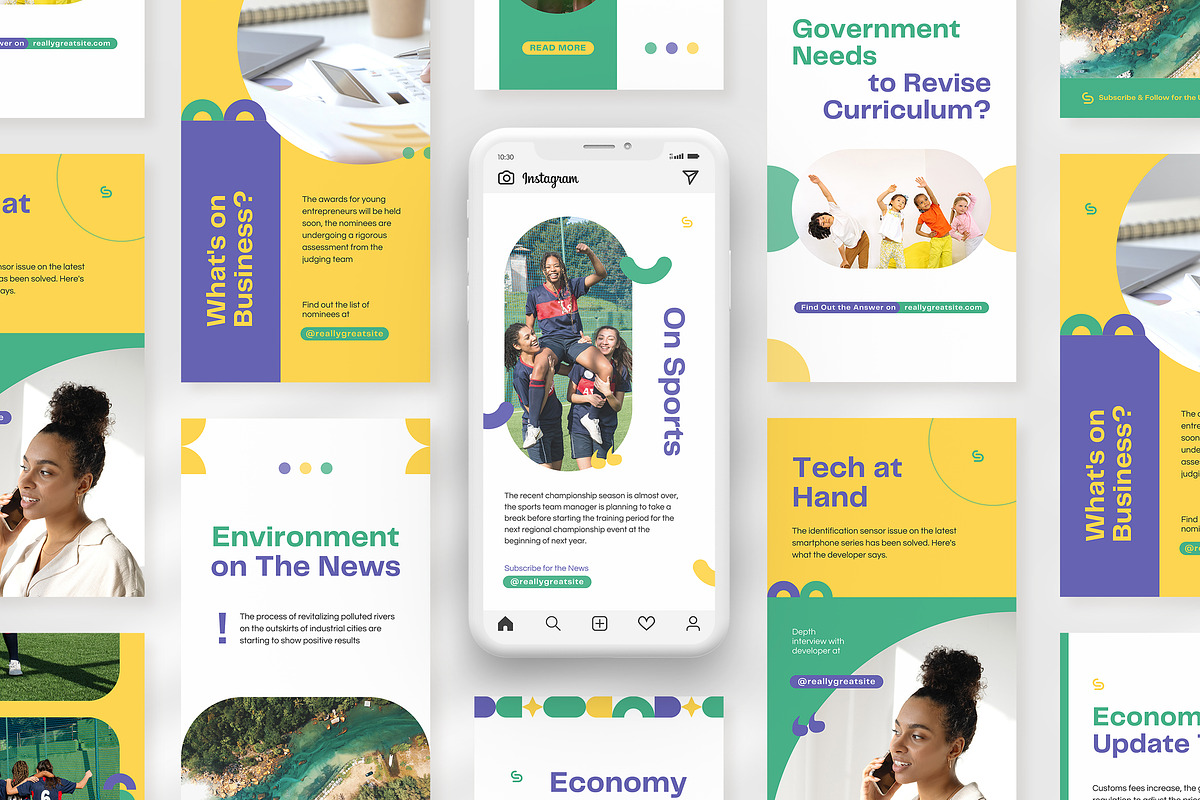 Modern Geometric Newsroom Instagram, a Social Media Template by peterdraw (Photo 4 of 8)