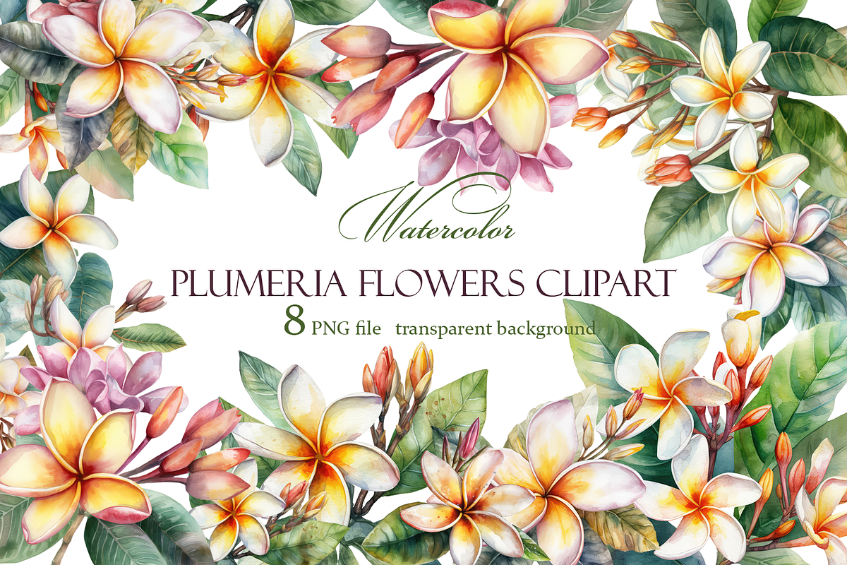 White plumeria flowers. Watercolor, a Decorative Illustration by ElenazlataArt (Photo 1 of 4)