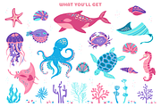 Sea Animals Marine Art Vector Set, an Animal Illustration by Neliakott ♥ (Thumbnail 4 of 11)