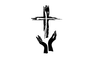 Abstraction of hands in prayer near, an Illustration by Nenahliadava Design