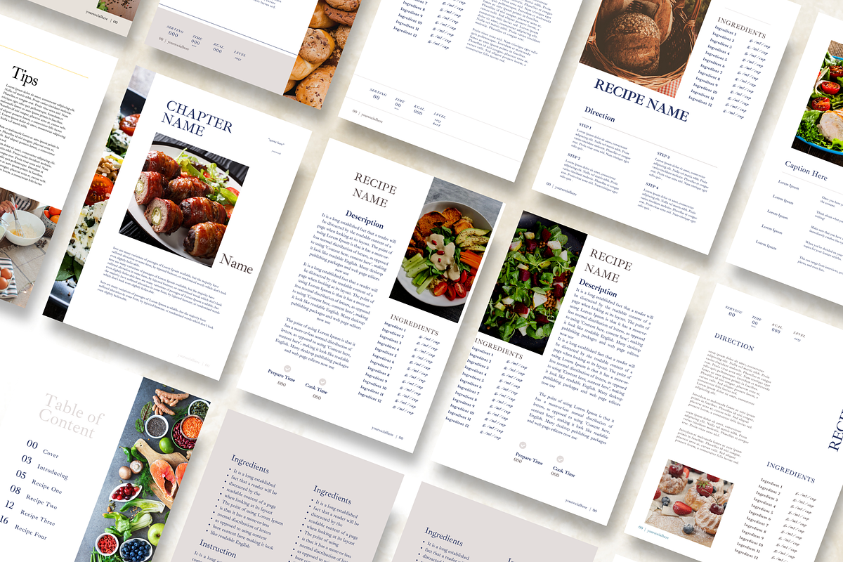 Blue Recipe Pages Canva Template, a Presentation Template by Digital By Nikoleta (Photo 16 of 16)