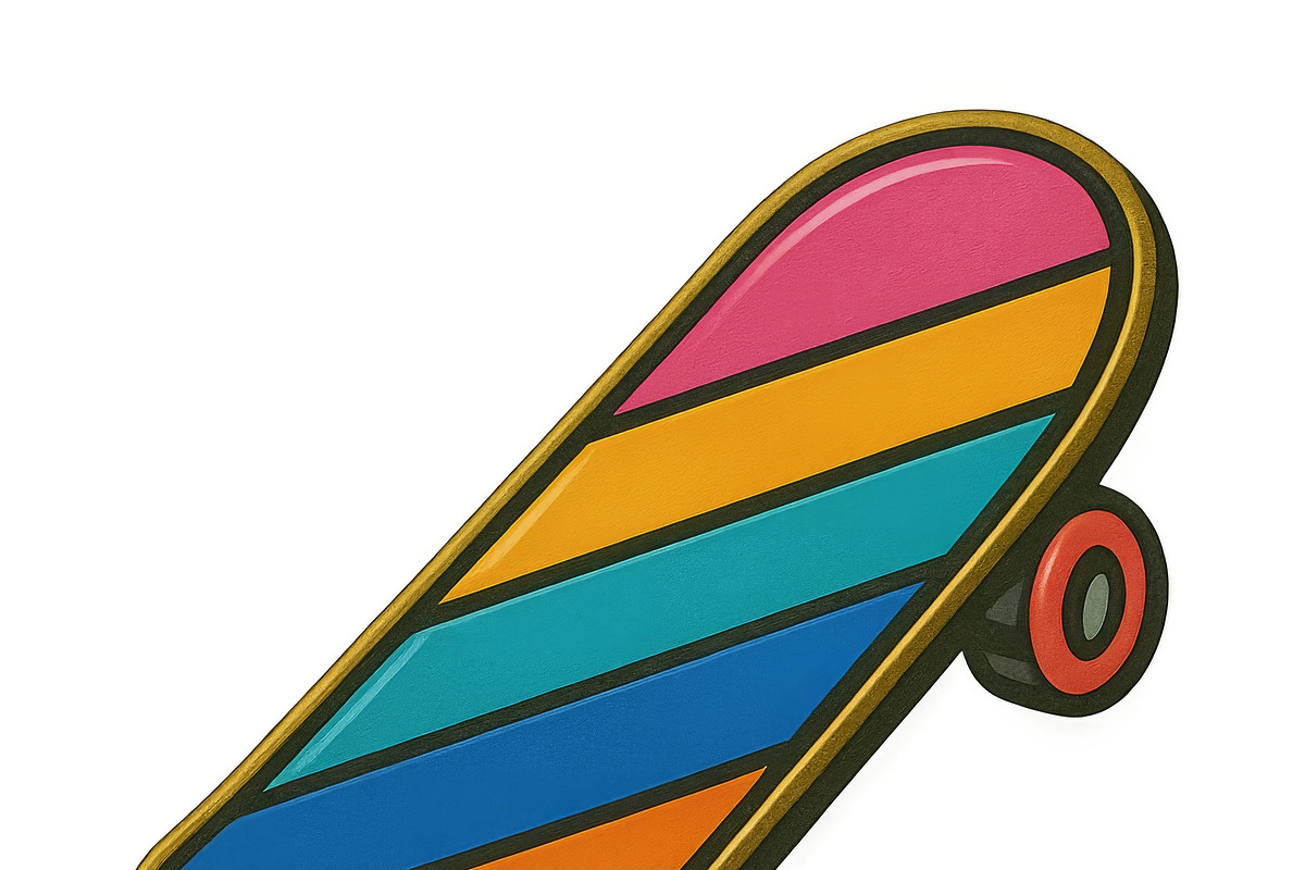 Skateboard pin with colorful stripes, an Illustration by Dvoevnore photos