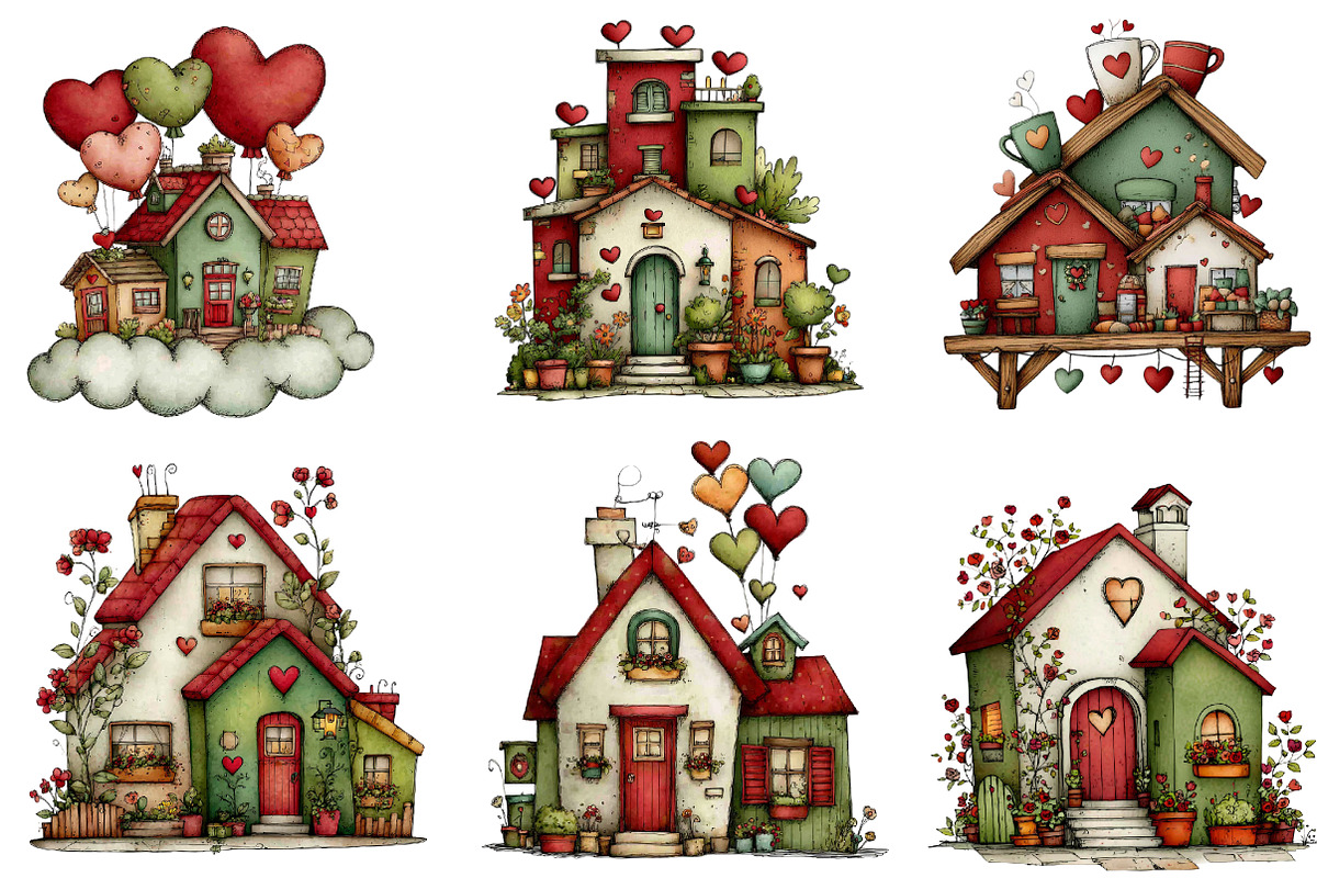 farmhouse valentine clipart, an Illustration by CreationArt (Photo 5 of 5)