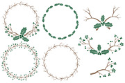Emerald Holly Wreaths & Backgrounds, an Illustration by Amanda Ilkov (Thumbnail 3 of 5)