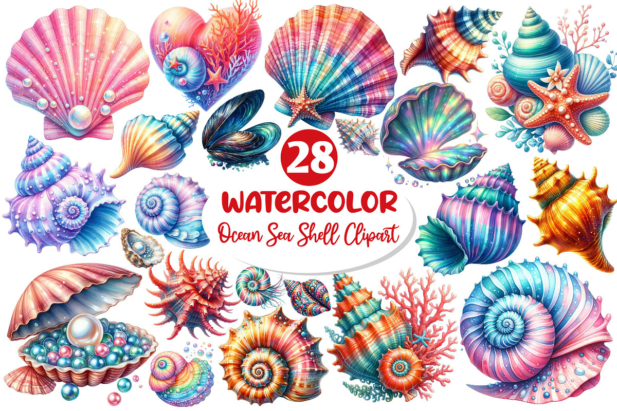 Ocean Sea Shell Sublimation Clipart, an Illustration by Dream Creation (Photo 1 of 6)