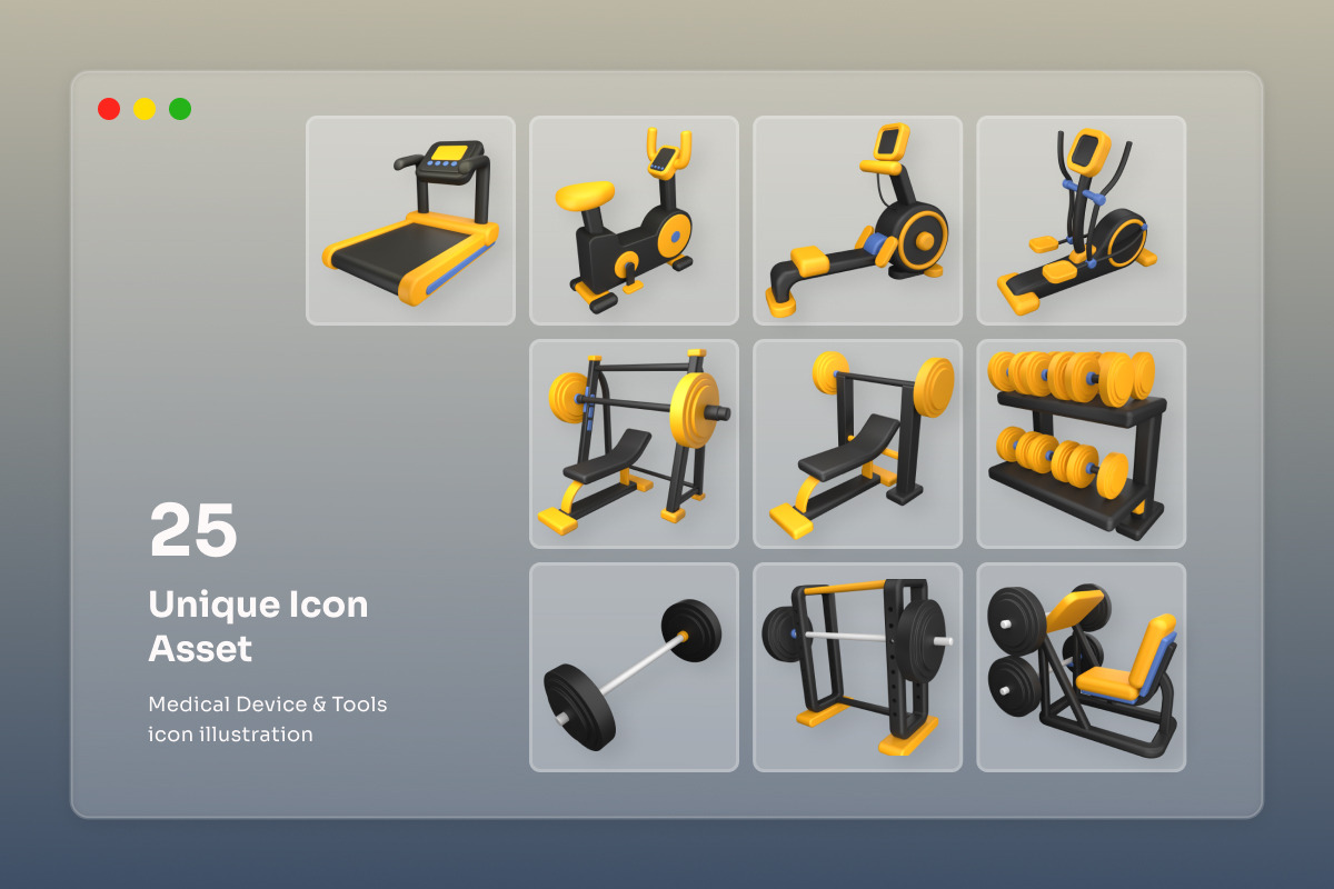 Gym Equipment 3D Icon Pack, a Healthcare Illustration by twinstd (Photo 5 of 7)