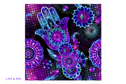 Neon Hamsa Seamless Pattern, a Pattern Graphic by Elen-Lane (Thumbnail 2 of 2)