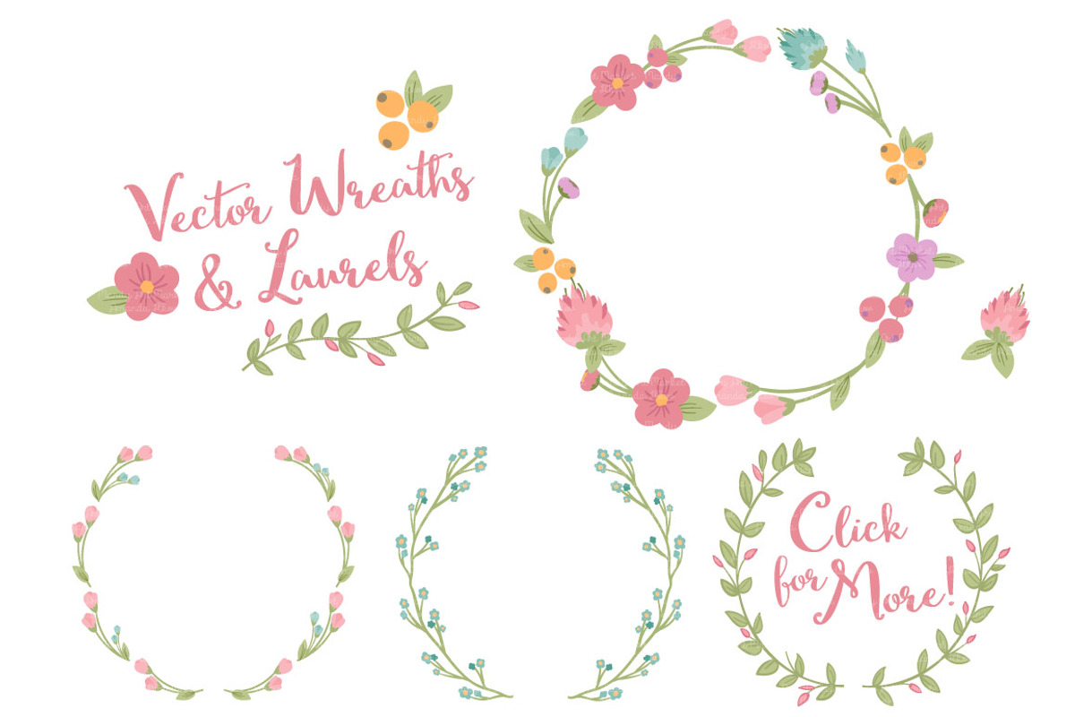 Garden Party Vector Flower Wreaths, a Seasonal Illustration by Amanda Ilkov (Photo 3 of 3)