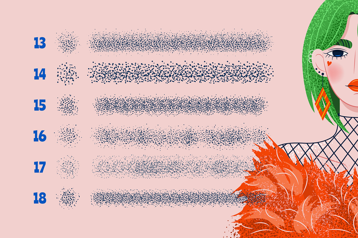 18 Grainy Vector Brushes, a Brush Add-On by IuliiaSavko (Photo 8 of 8)
