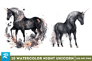 Watercolor Night Unicorn Clipart Bun, an Object Graphic by Regulrcrative (Thumbnail 3 of 7)