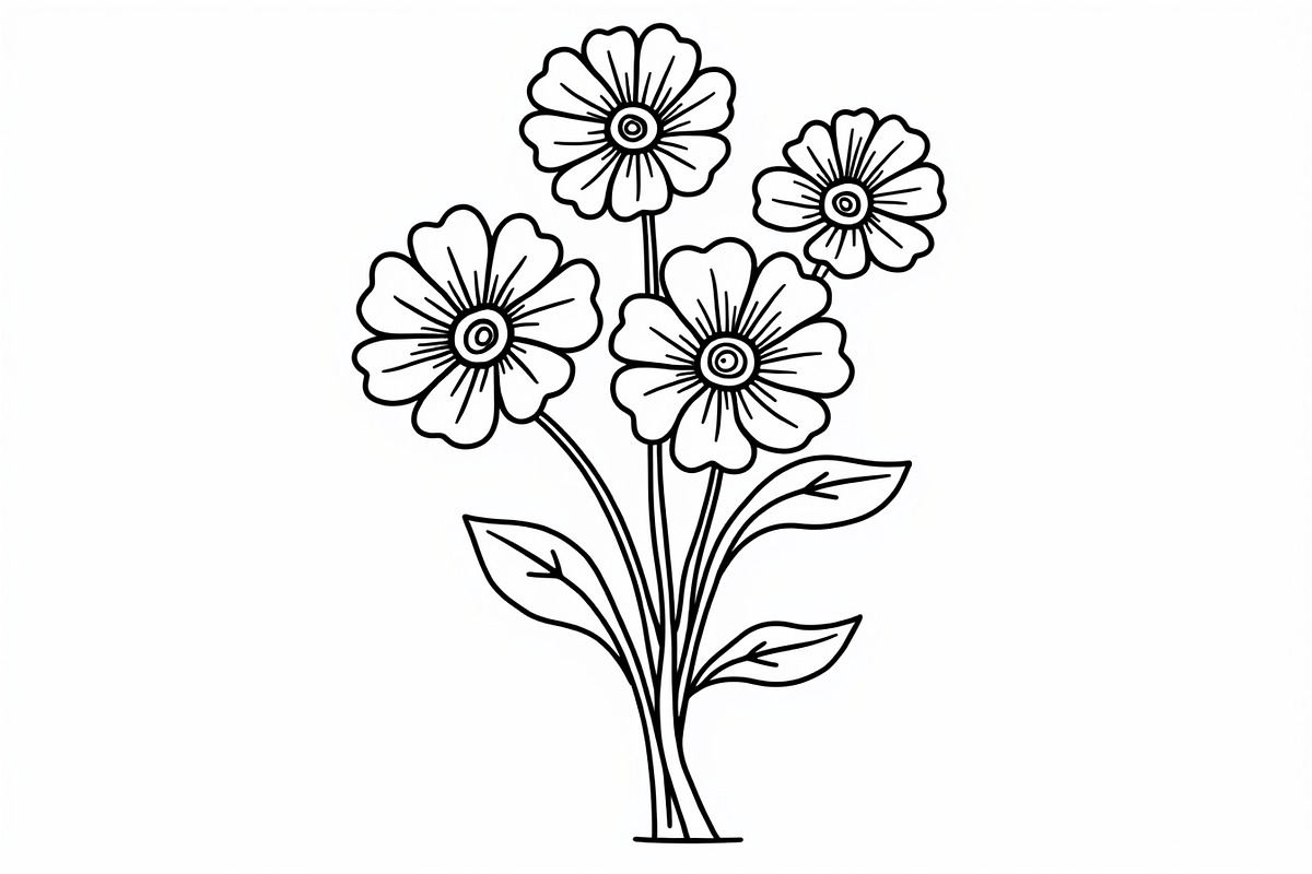 Flower Outline Art Printable Pack, an Illustration by BIPLOB EXPERT (Photo 3 of 9)