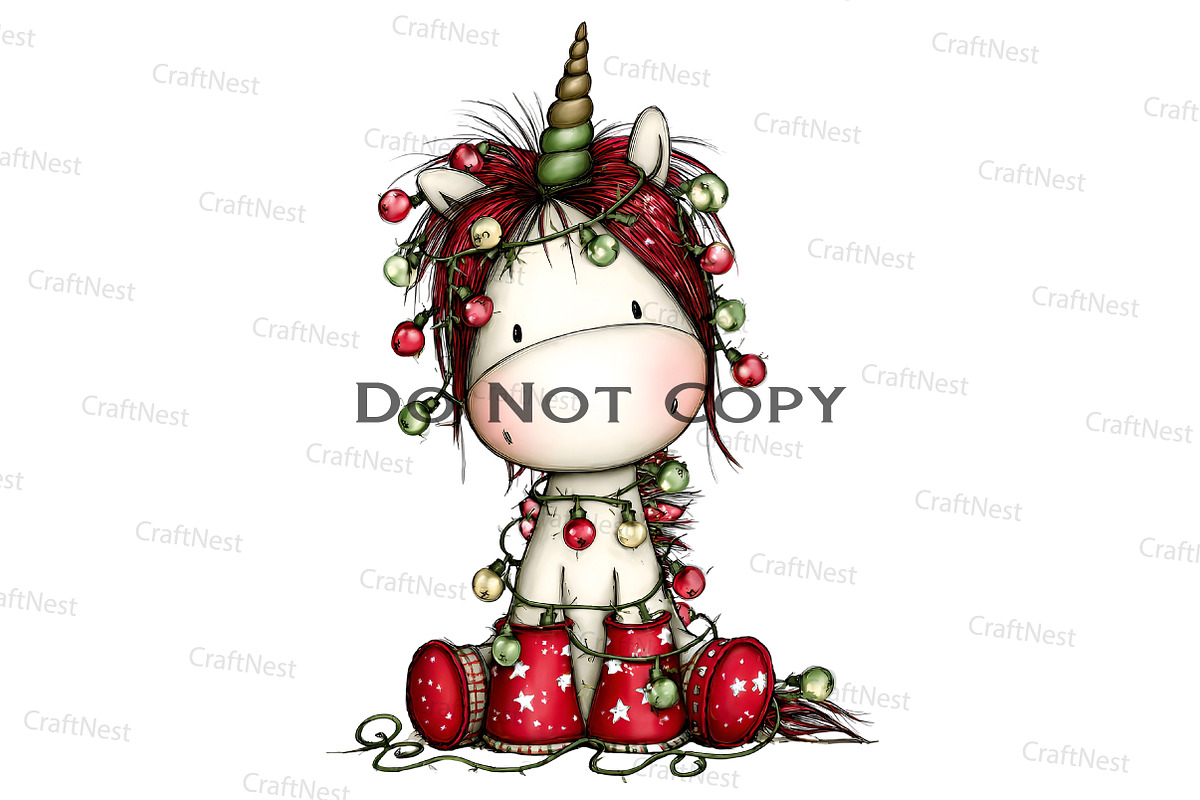 Christmas Unicorn Clipart, an Illustration by Craft Nest (Photo 8 of 8)