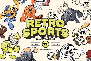 Retro Sports Mascot Illustrations, an Object Graphic by Ludere Studios