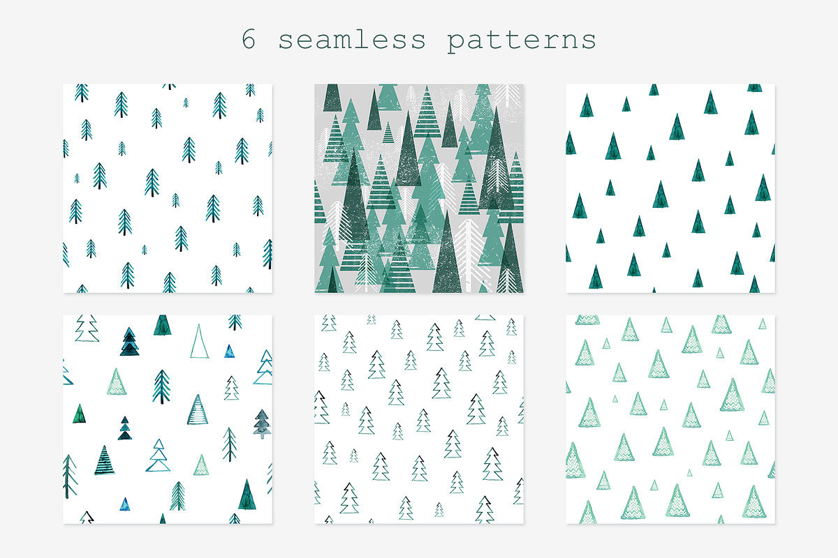 6 Seamless WINTER patterns., a Seasonal Illustration by ElenKoss (Photo 2 of 7)