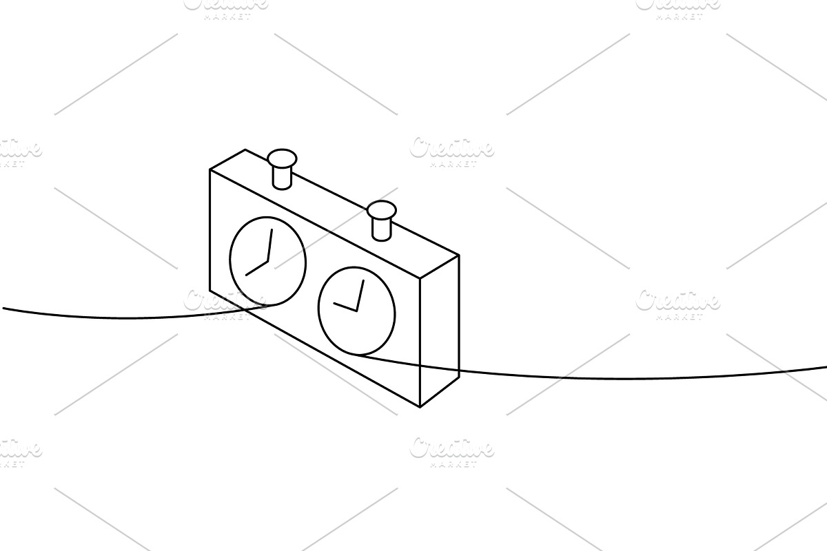 Minimalist chess clock line art, an Education Illustration by GraphiShop