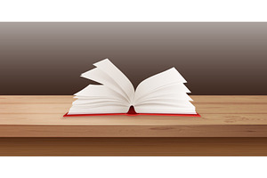 Open book table. Realistic red, an Education Illustration by Stock-Smart-Start