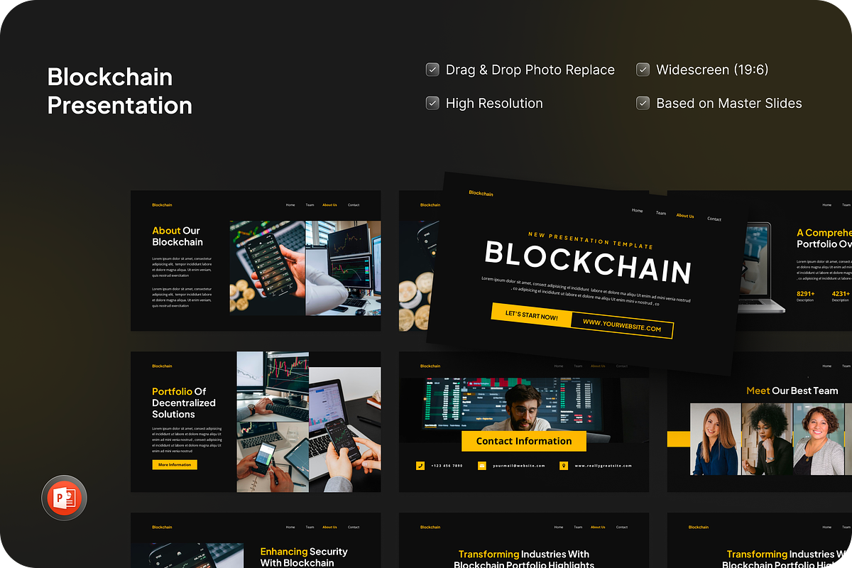 Blockchain Presentation Powerpoint, a Presentation Template by SquidPixey (Photo 1 of 7)