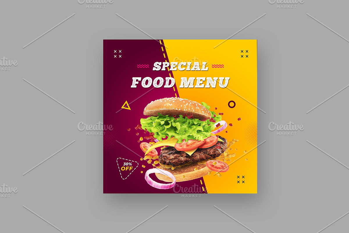 Burger Social Media Post Banner, a Social Media Template by mijli (Photo 2 of 2)