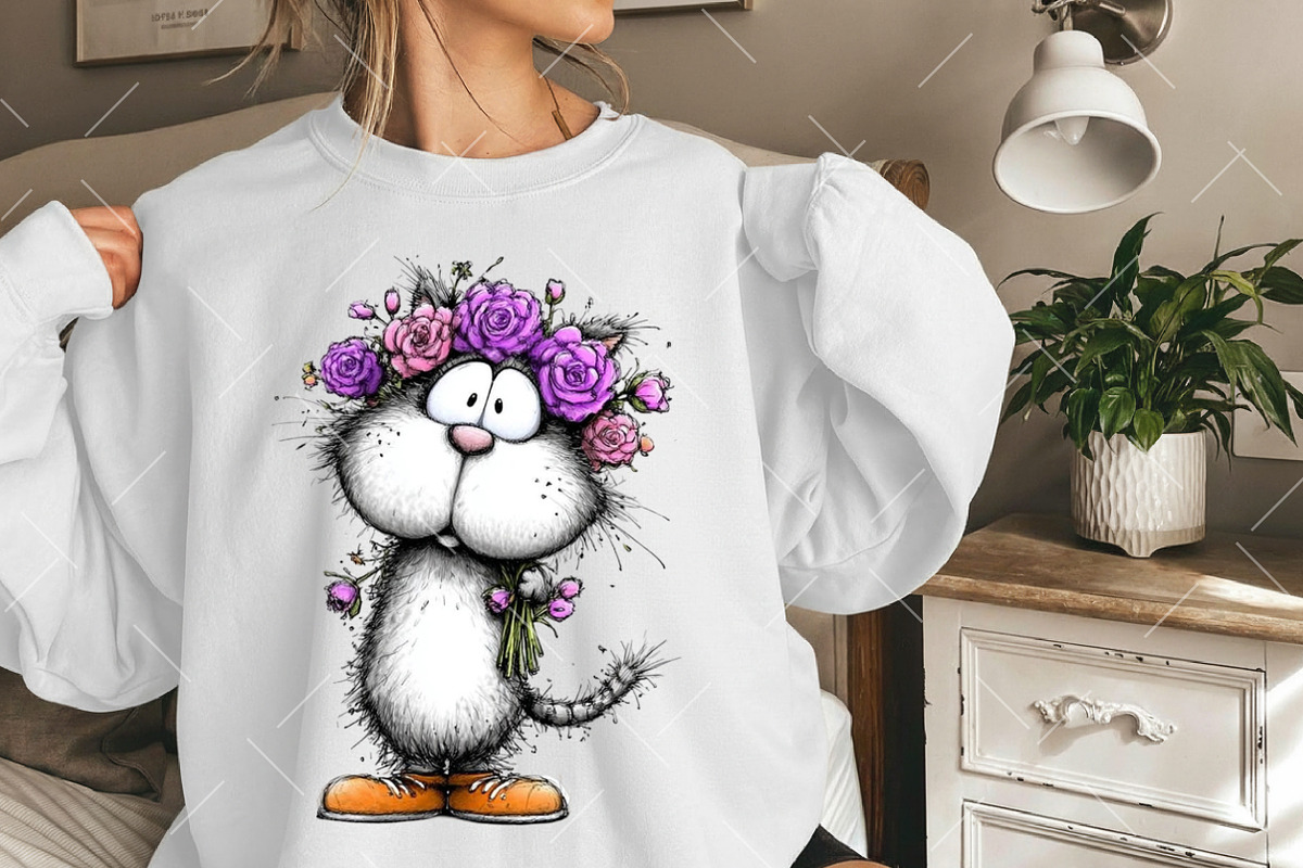 Valentine Cat Holding Flower Clipart, an Illustration by OK Design (Photo 6 of 6)