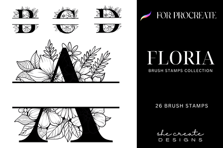 Procreate Floral Monogram Brush