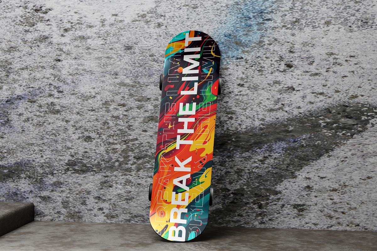 Skateboard Mockup, a Product Mockup by SLAB! Design (Photo 5 of 7)