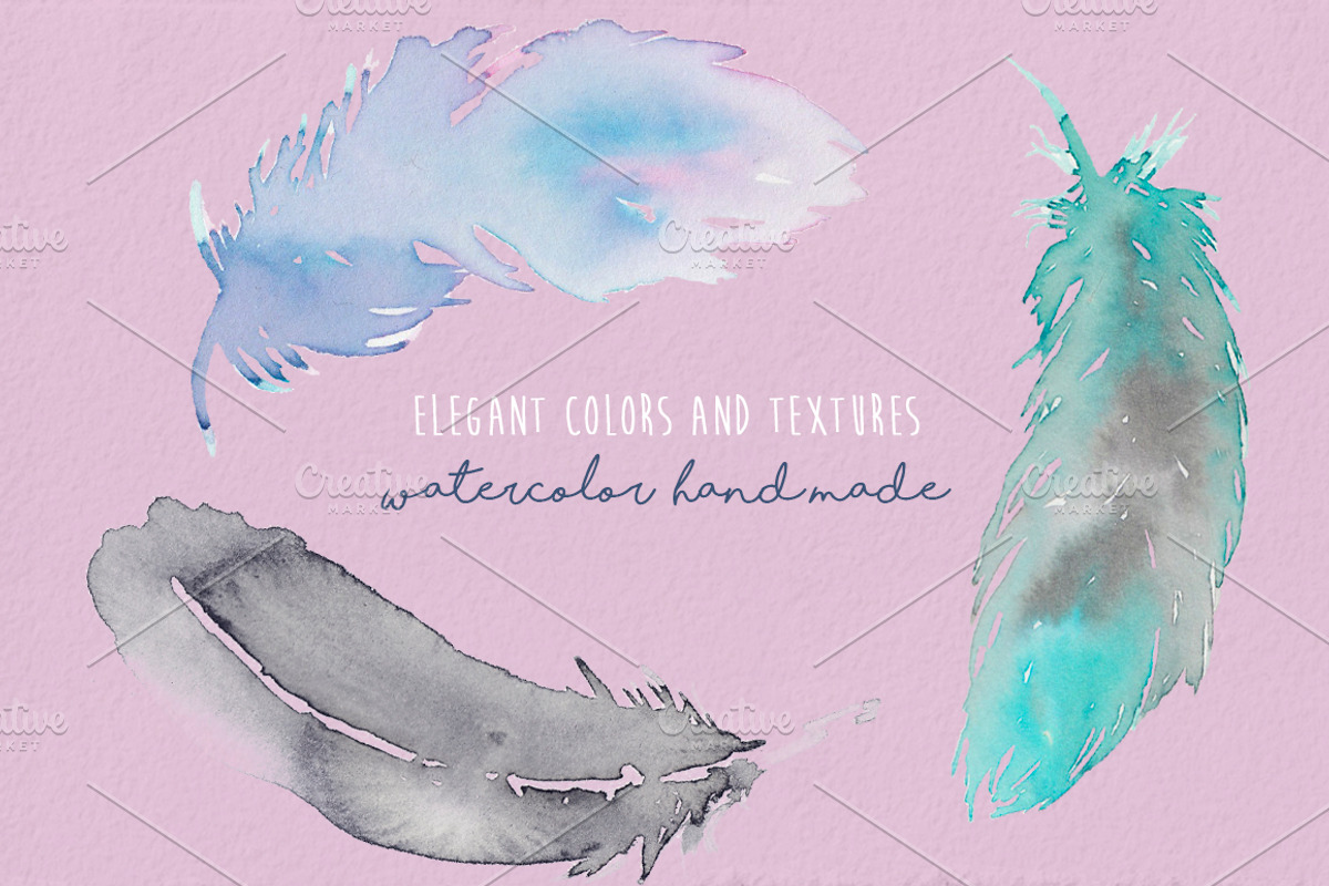 Feathers Watercolor hand painted, an Illustration by MaraquelaStudio (Photo 4 of 5)
