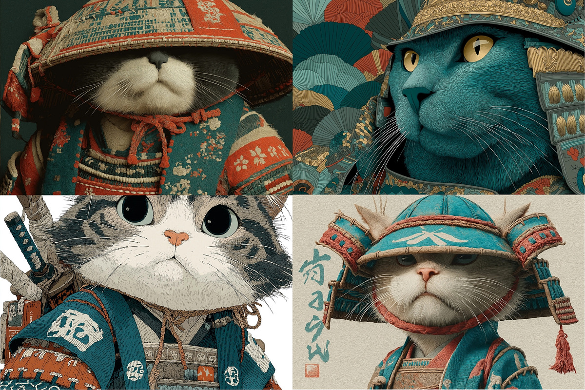40 Samurai Cat Illustrations, an Animal Illustration by HipFonts (Photo 3 of 11)