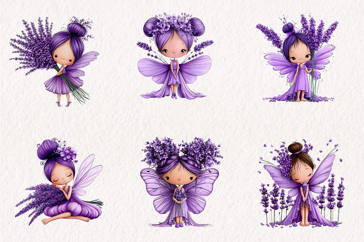 Cute Lavender Fairy Whimsical, a Seasonal Illustration by CreationArt (Photo 3 of 7)