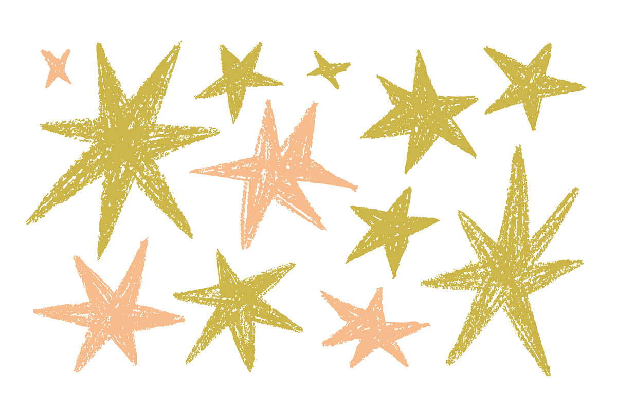 Stars set. Crayon textured doodles, an Object Graphic by Good Studio (Photo 2 of 6)