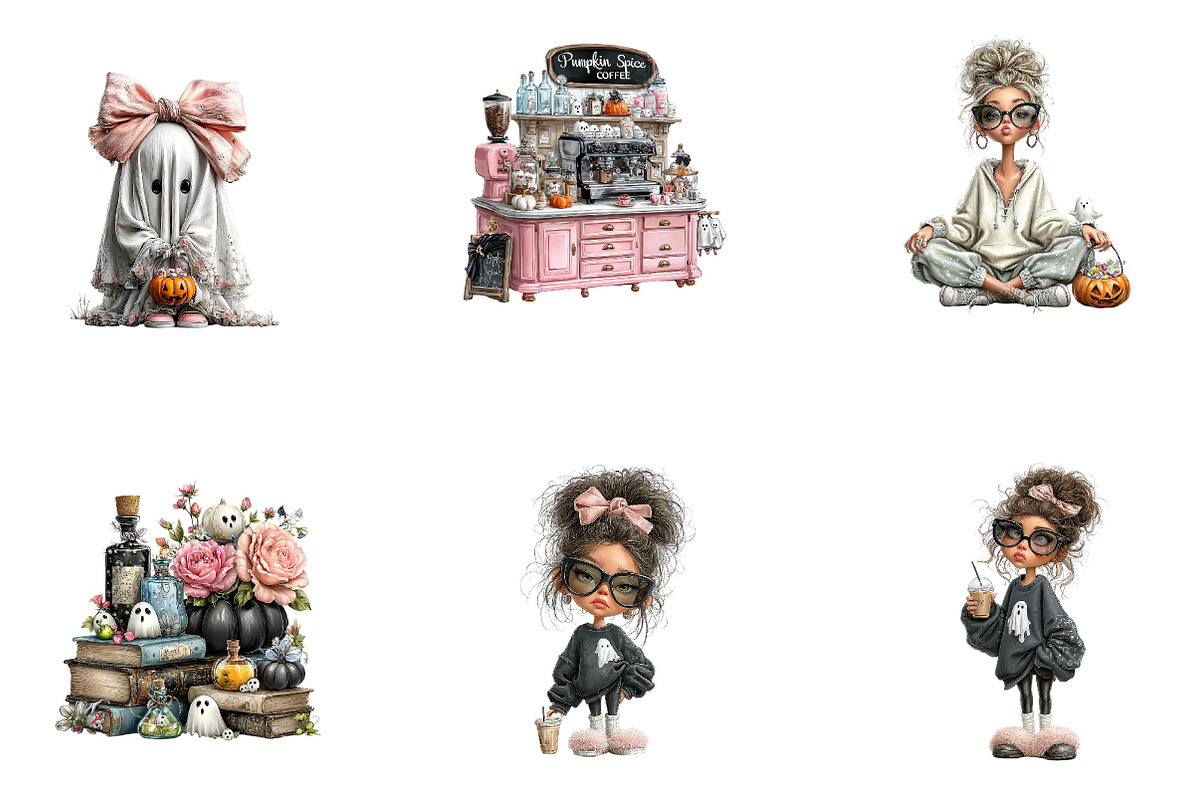 Preppy Halloween Clipart Bundle, a Seasonal Illustration by CreationArt (Photo 5 of 5)