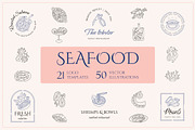 Seafood logo elements and templates, a Graphic by Vasylyka (Thumbnail 1 of 15)