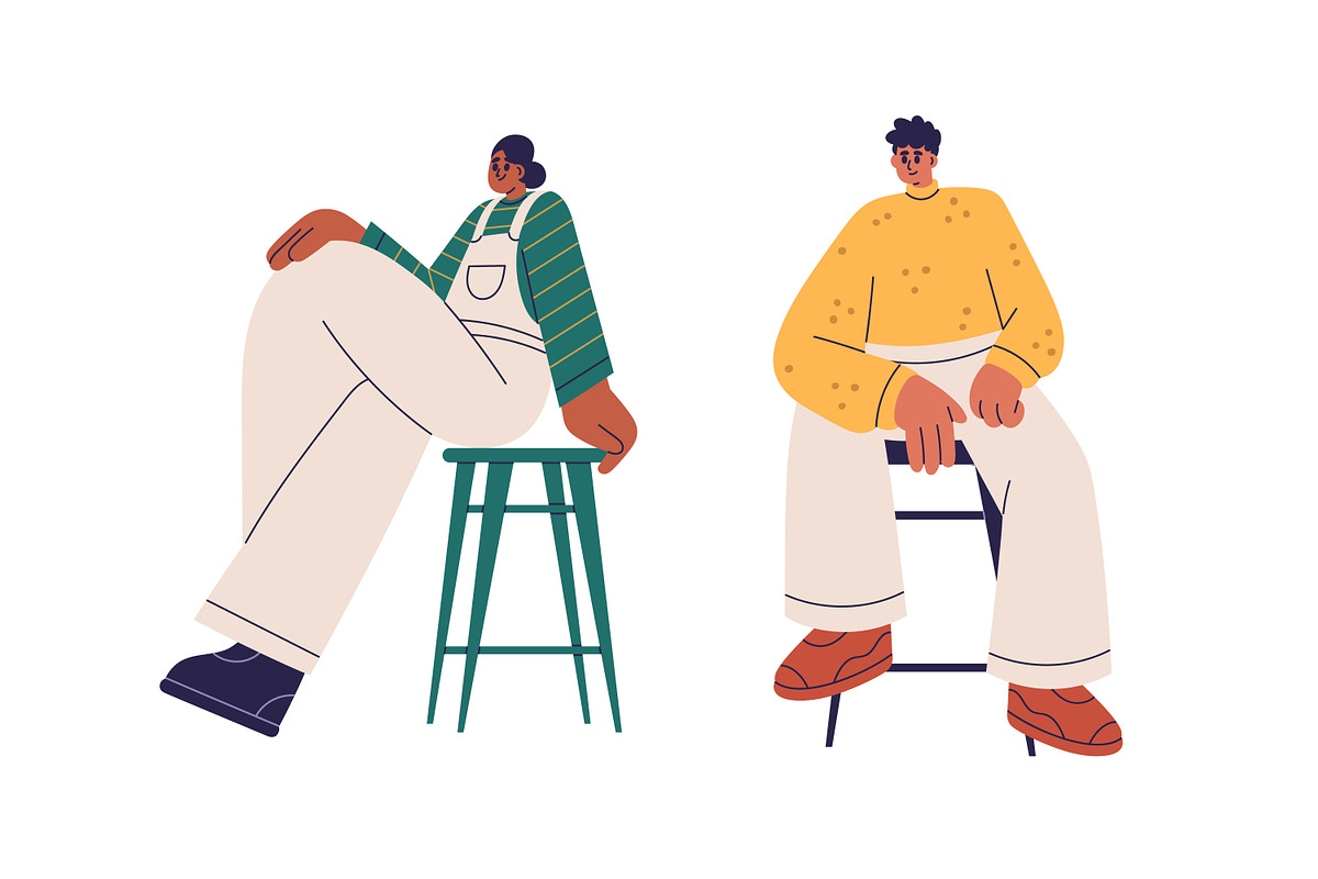 Modern people sitting on chairs set, a Person Illustration by Good Studio (Photo 7 of 13)