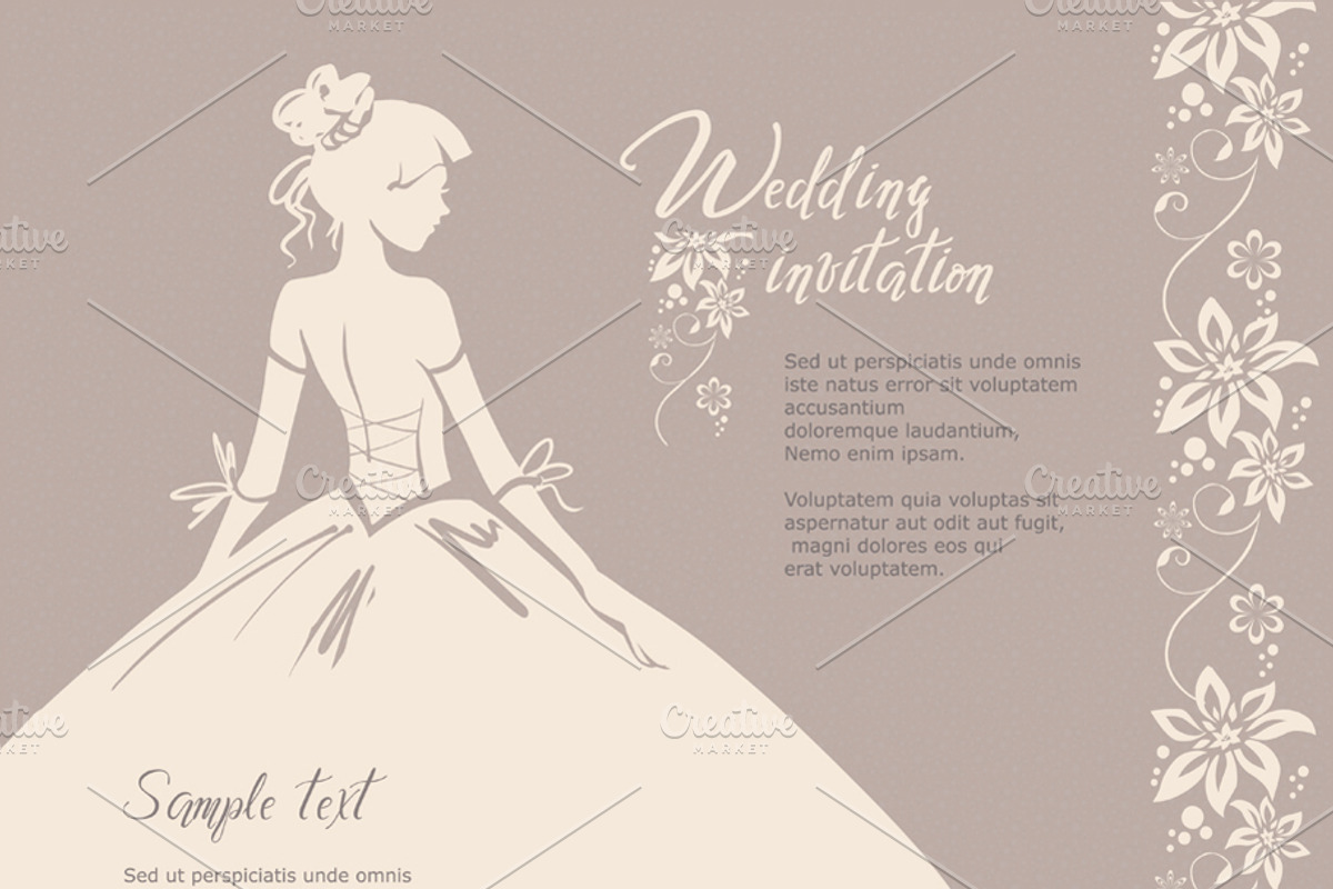 Wedding Invitation Vector Template, an Invitation Template by Elena Naumchenkova (Photo 3 of 3)
