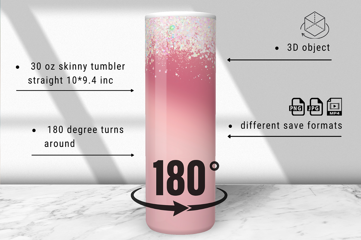 3D animated skinny tumbler mockup, a Product Mockup by Trendingdigital (Photo 3 of 7)