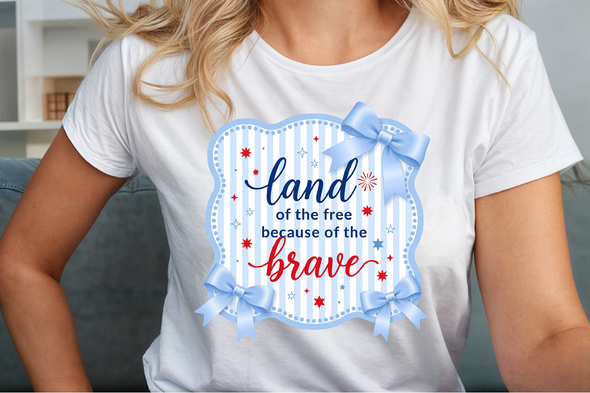 Preppy 4th of July Png, Land of Free, a Seasonal Illustration by Sublimation Artist (Photo 5 of 9)
