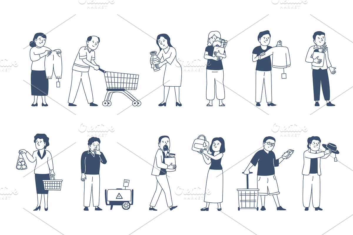 People on shopping. Customers choose, a Person Illustration by LadadikArt