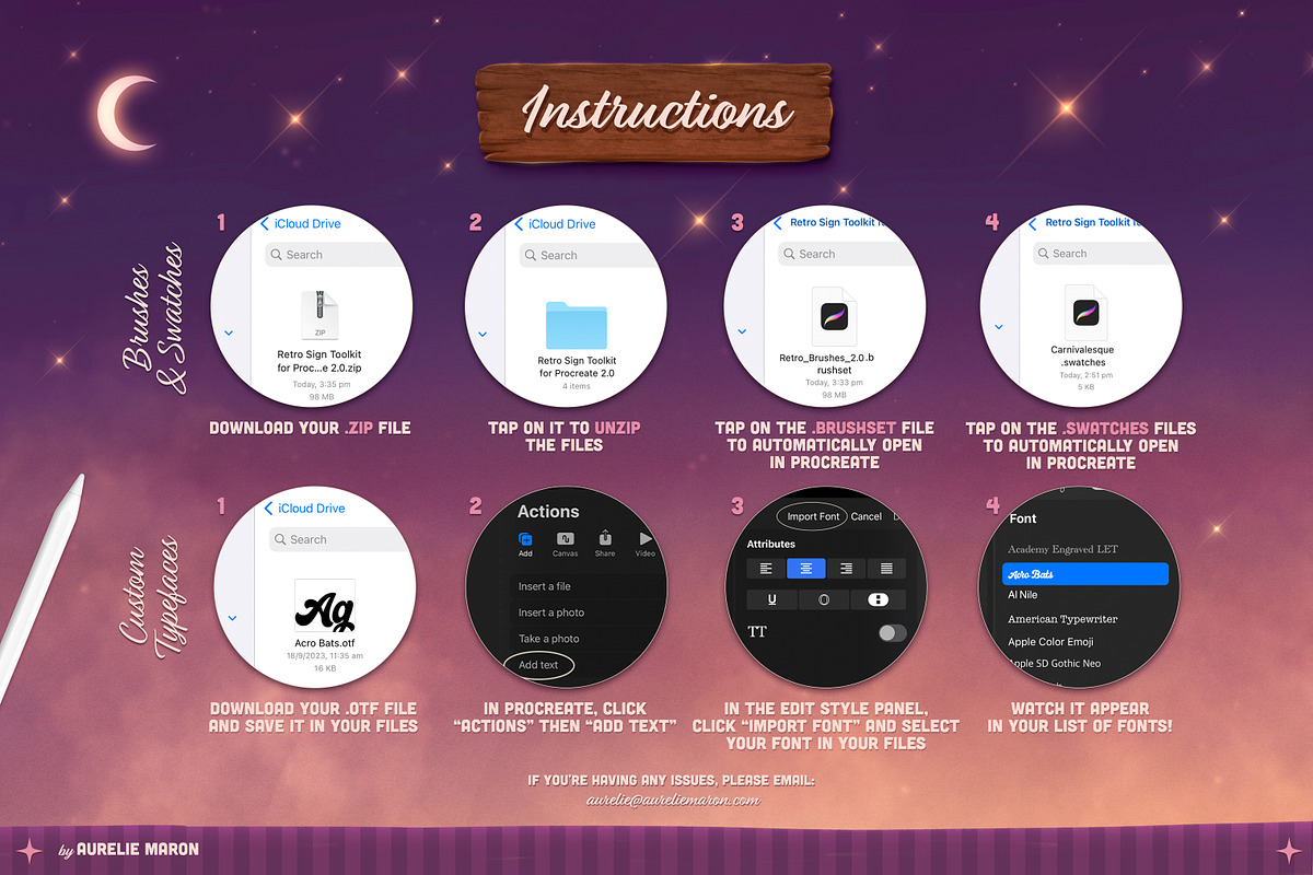 Retro Sign Toolkit 2.0 for Procreate, a Brush Add-On by Aurelie Maron (Photo 8 of 8)