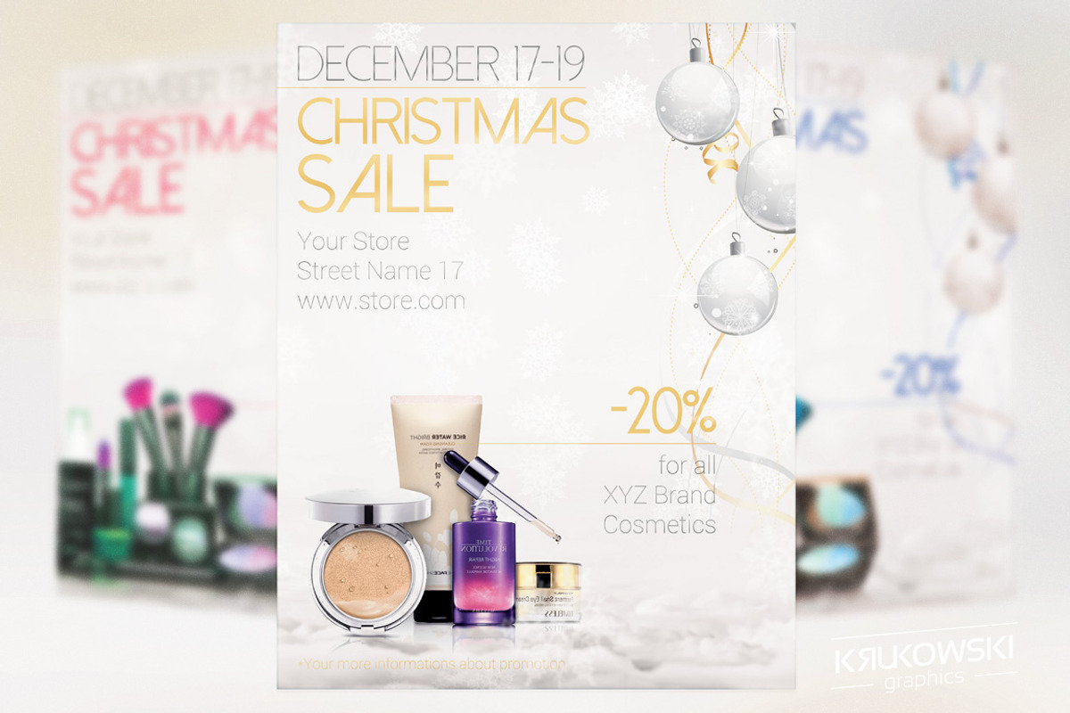 White Christmas Sale Flyer Template, a Flyer Template by Krukowski Graphics (Photo 1 of 3)