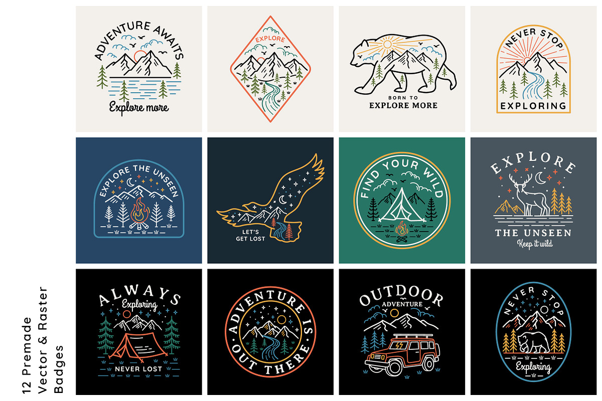 Explore line art badges, an Illustration by cd-design.co