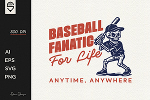 Skeleton Baseball Sports T-shirt, a Sport Illustration by shaondesigns