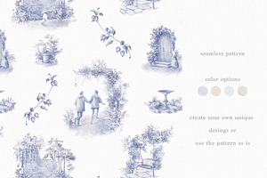 Toile De Jouy Seamless Pattern