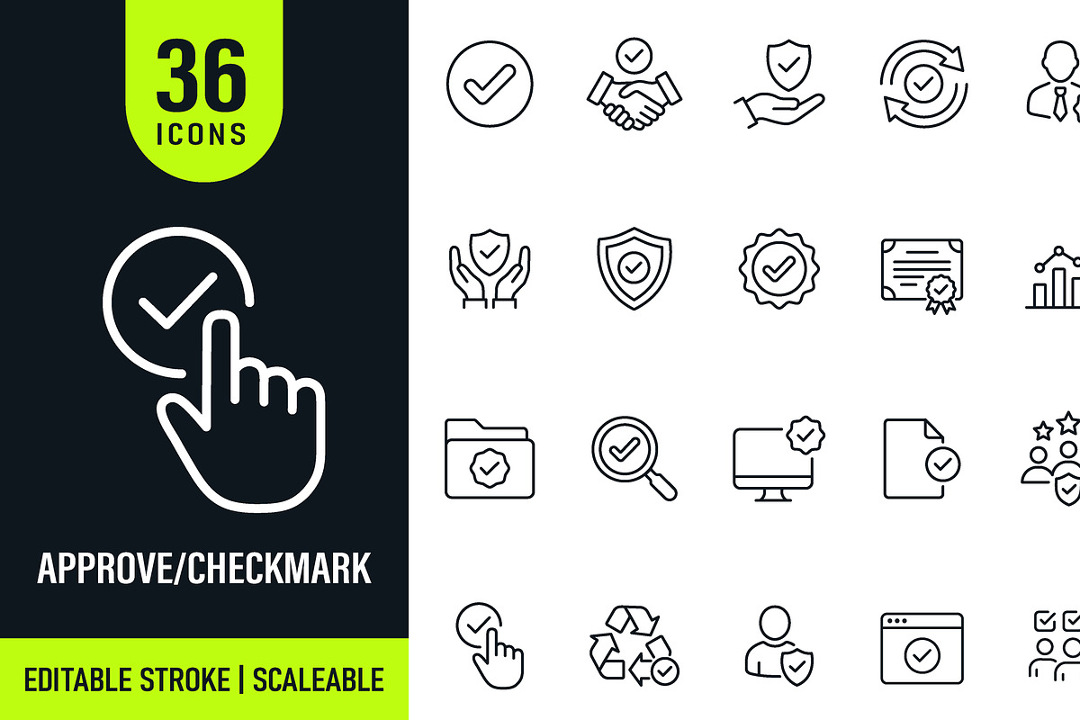 Approve & Checkmark Stroke Icons, an Outline Icon by Master Design (Photo 1 of 2)